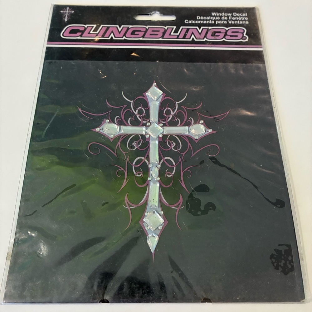 CLINGBLINGS Rhinestone CROSS Car Sticker Decal New NWT